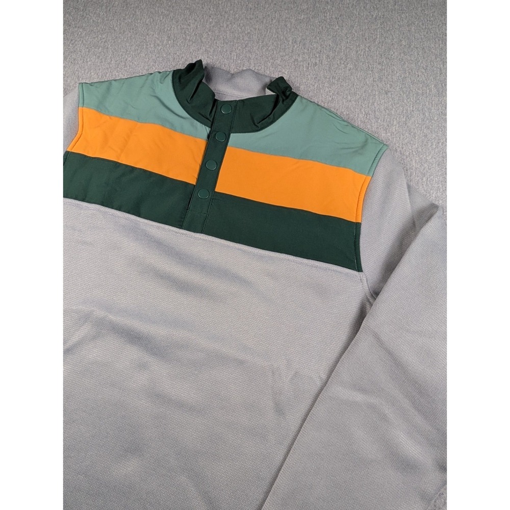 Swannies Golf Foxx Quarter Snap Pullover Mens Large Gray Green Orange Fleece
